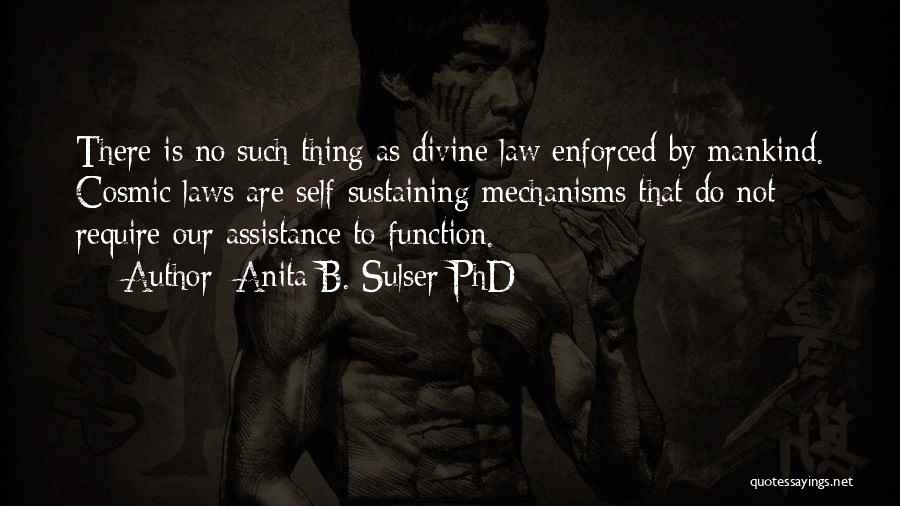 Anita B. Sulser PhD Quotes: There Is No Such Thing As Divine Law Enforced By Mankind. Cosmic Laws Are Self-sustaining Mechanisms That Do Not Require