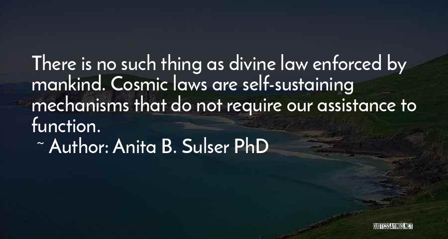 Anita B. Sulser PhD Quotes: There Is No Such Thing As Divine Law Enforced By Mankind. Cosmic Laws Are Self-sustaining Mechanisms That Do Not Require