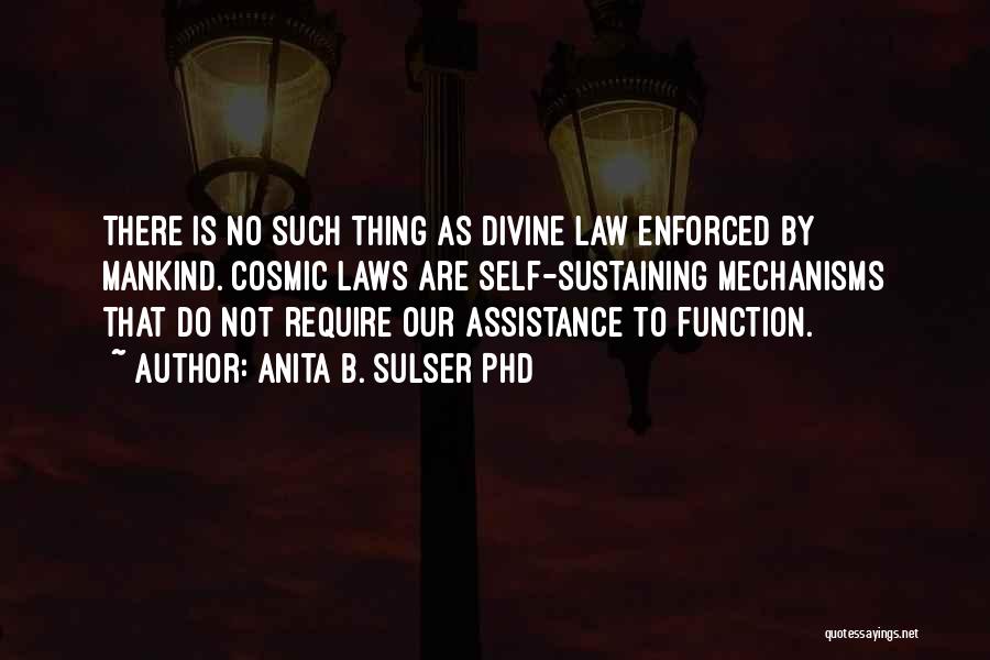 Anita B. Sulser PhD Quotes: There Is No Such Thing As Divine Law Enforced By Mankind. Cosmic Laws Are Self-sustaining Mechanisms That Do Not Require