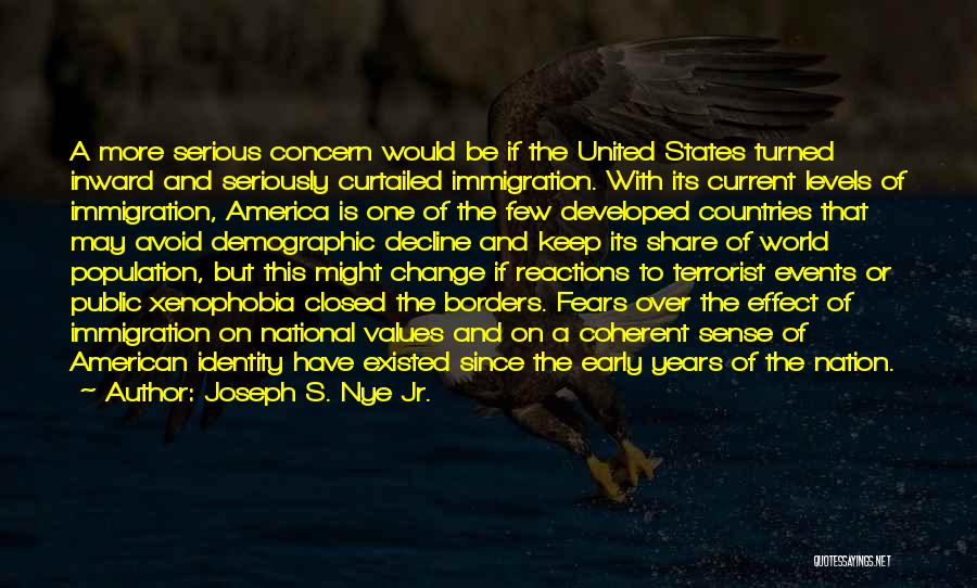 Joseph S. Nye Jr. Quotes: A More Serious Concern Would Be If The United States Turned Inward And Seriously Curtailed Immigration. With Its Current Levels