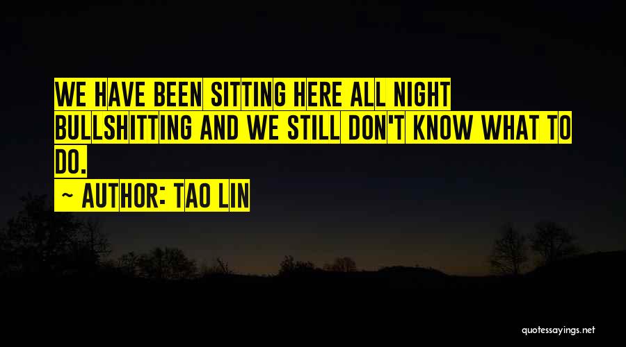 Tao Lin Quotes: We Have Been Sitting Here All Night Bullshitting And We Still Don't Know What To Do.