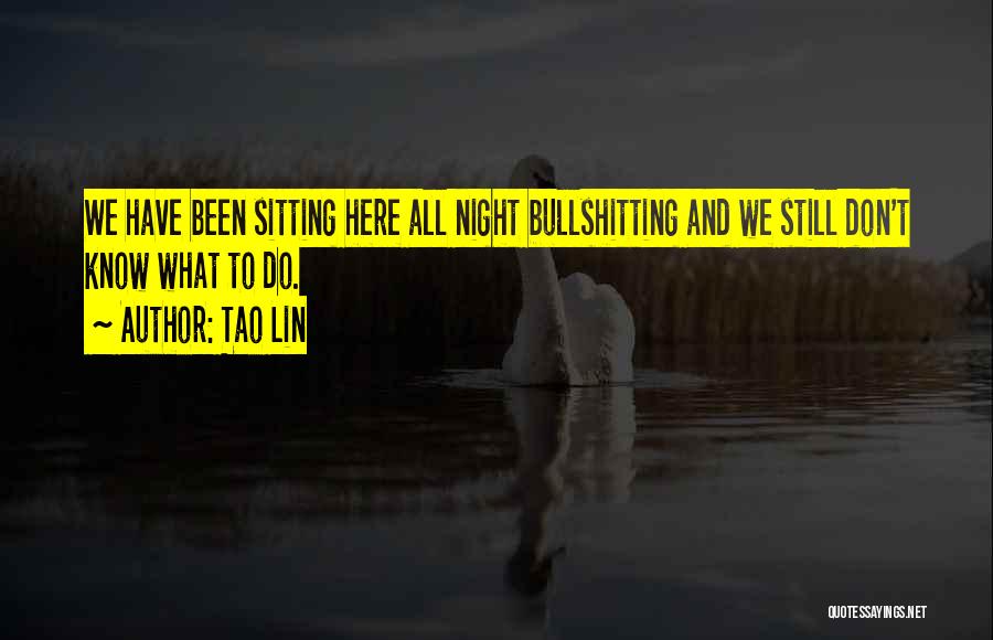 Tao Lin Quotes: We Have Been Sitting Here All Night Bullshitting And We Still Don't Know What To Do.