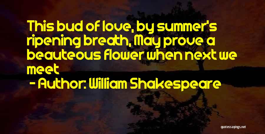 William Shakespeare Quotes: This Bud Of Love, By Summer's Ripening Breath, May Prove A Beauteous Flower When Next We Meet