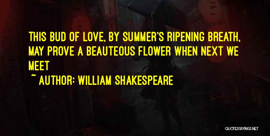 William Shakespeare Quotes: This Bud Of Love, By Summer's Ripening Breath, May Prove A Beauteous Flower When Next We Meet
