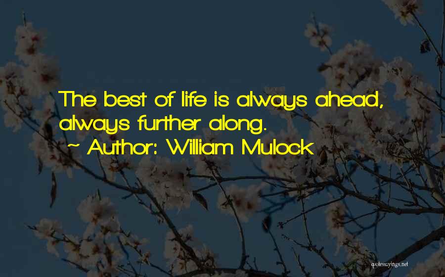 William Mulock Quotes: The Best Of Life Is Always Ahead, Always Further Along.