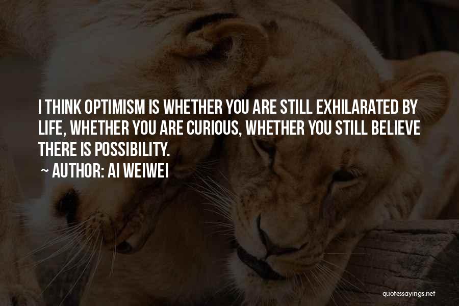 Ai Weiwei Quotes: I Think Optimism Is Whether You Are Still Exhilarated By Life, Whether You Are Curious, Whether You Still Believe There