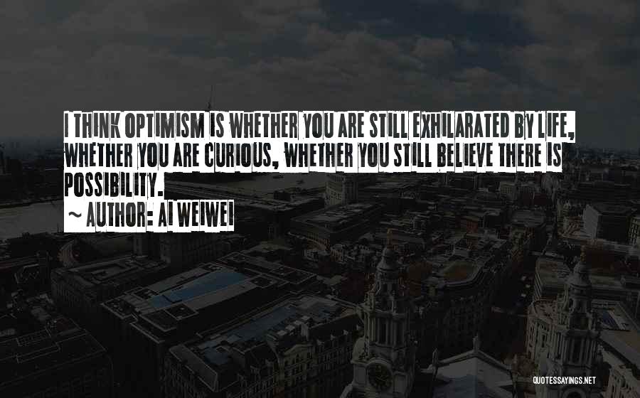 Ai Weiwei Quotes: I Think Optimism Is Whether You Are Still Exhilarated By Life, Whether You Are Curious, Whether You Still Believe There