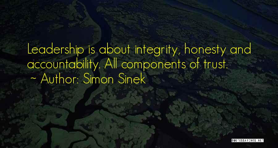 Simon Sinek Quotes: Leadership Is About Integrity, Honesty And Accountability. All Components Of Trust.