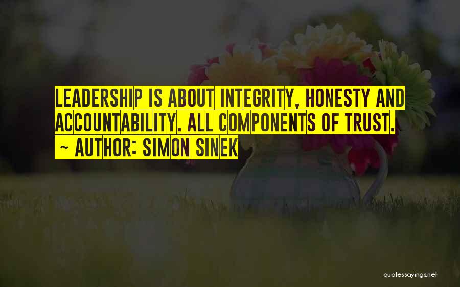 Simon Sinek Quotes: Leadership Is About Integrity, Honesty And Accountability. All Components Of Trust.