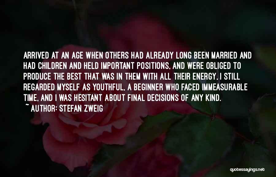 Stefan Zweig Quotes: Arrived At An Age When Others Had Already Long Been Married And Had Children And Held Important Positions, And Were