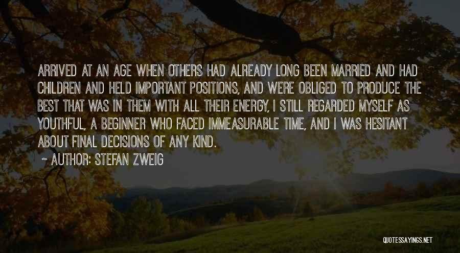 Stefan Zweig Quotes: Arrived At An Age When Others Had Already Long Been Married And Had Children And Held Important Positions, And Were