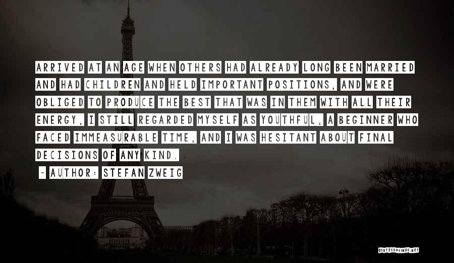 Stefan Zweig Quotes: Arrived At An Age When Others Had Already Long Been Married And Had Children And Held Important Positions, And Were