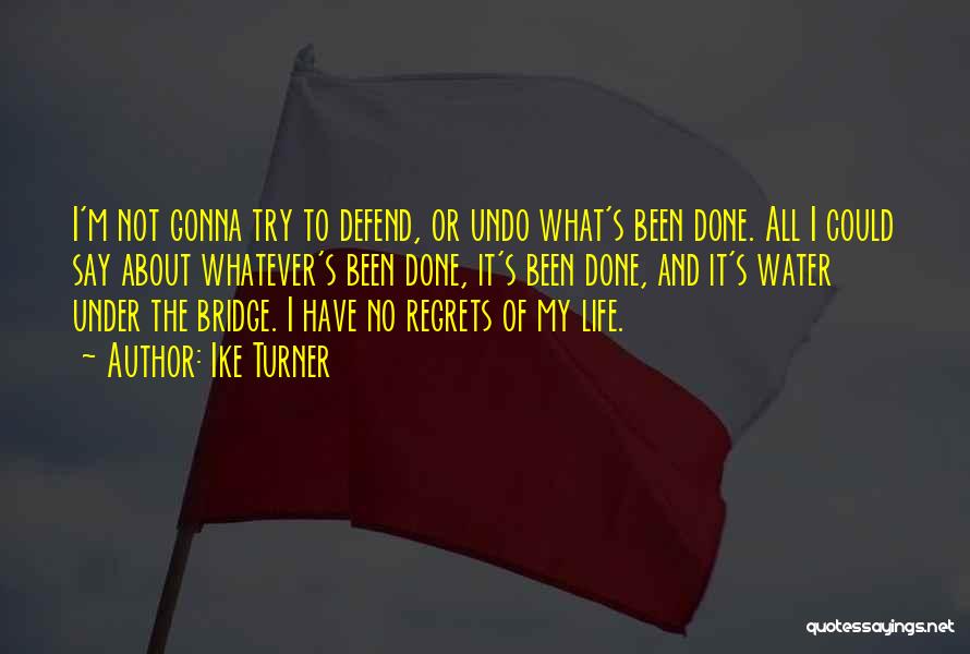 Ike Turner Quotes: I'm Not Gonna Try To Defend, Or Undo What's Been Done. All I Could Say About Whatever's Been Done, It's