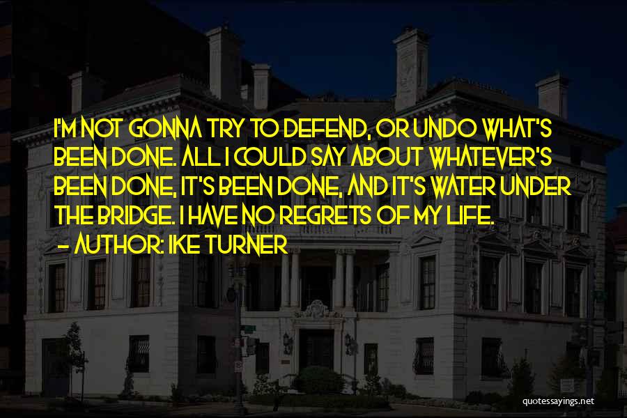 Ike Turner Quotes: I'm Not Gonna Try To Defend, Or Undo What's Been Done. All I Could Say About Whatever's Been Done, It's