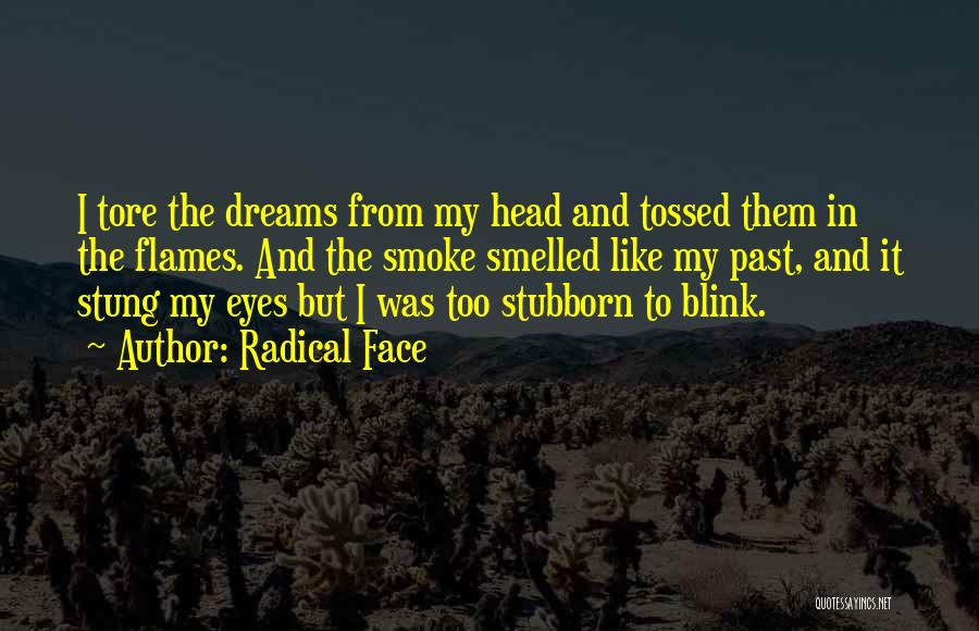 Radical Face Quotes: I Tore The Dreams From My Head And Tossed Them In The Flames. And The Smoke Smelled Like My Past,