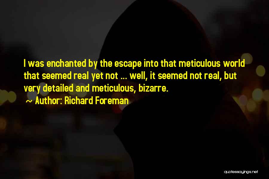 Richard Foreman Quotes: I Was Enchanted By The Escape Into That Meticulous World That Seemed Real Yet Not ... Well, It Seemed Not