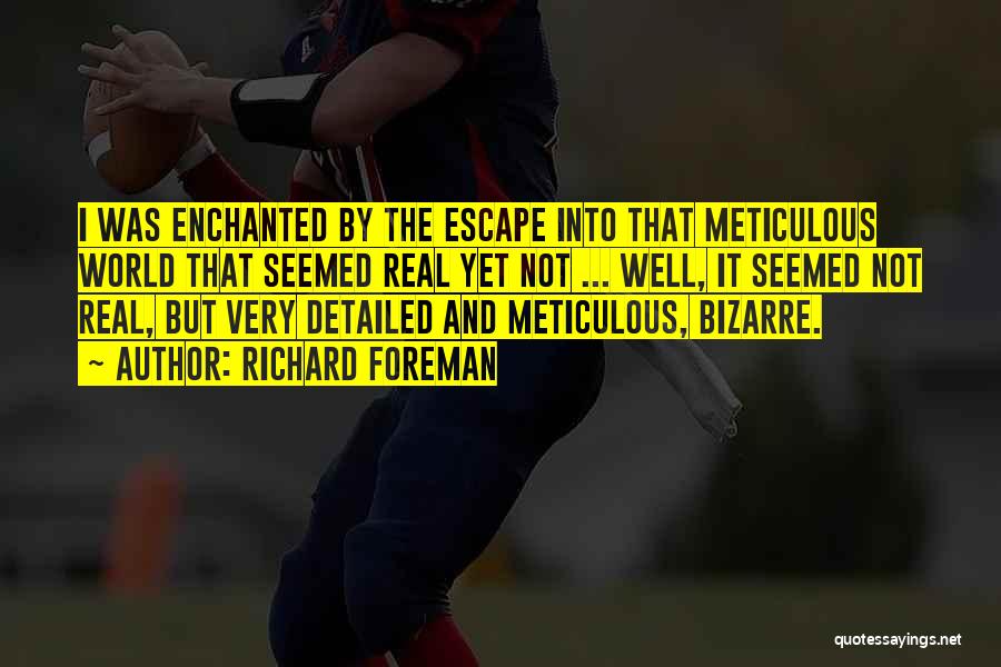 Richard Foreman Quotes: I Was Enchanted By The Escape Into That Meticulous World That Seemed Real Yet Not ... Well, It Seemed Not