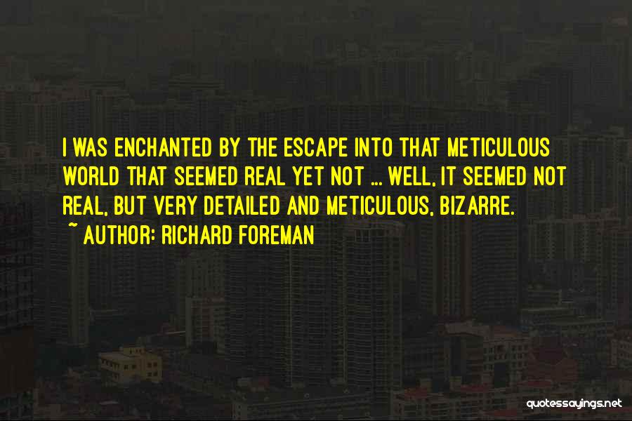 Richard Foreman Quotes: I Was Enchanted By The Escape Into That Meticulous World That Seemed Real Yet Not ... Well, It Seemed Not