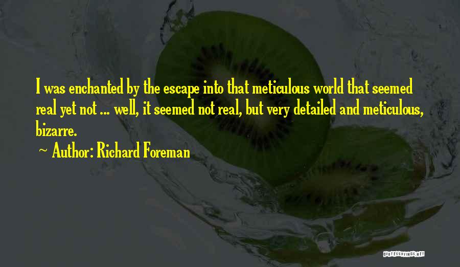 Richard Foreman Quotes: I Was Enchanted By The Escape Into That Meticulous World That Seemed Real Yet Not ... Well, It Seemed Not