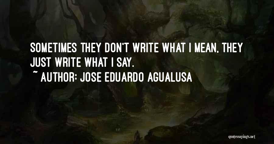 Jose Eduardo Agualusa Quotes: Sometimes They Don't Write What I Mean, They Just Write What I Say.