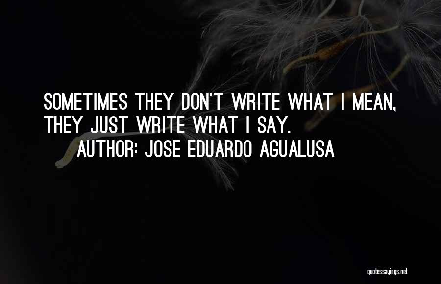 Jose Eduardo Agualusa Quotes: Sometimes They Don't Write What I Mean, They Just Write What I Say.
