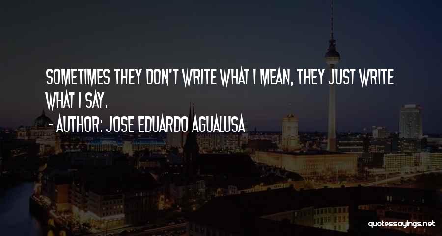 Jose Eduardo Agualusa Quotes: Sometimes They Don't Write What I Mean, They Just Write What I Say.