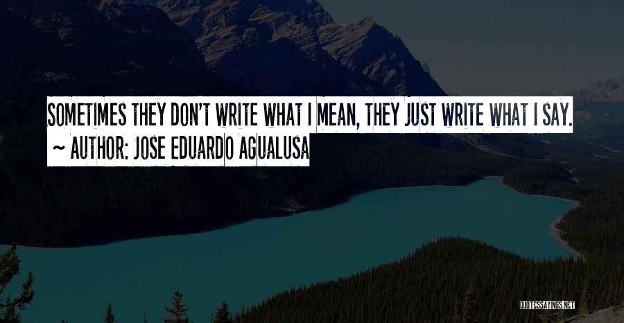 Jose Eduardo Agualusa Quotes: Sometimes They Don't Write What I Mean, They Just Write What I Say.