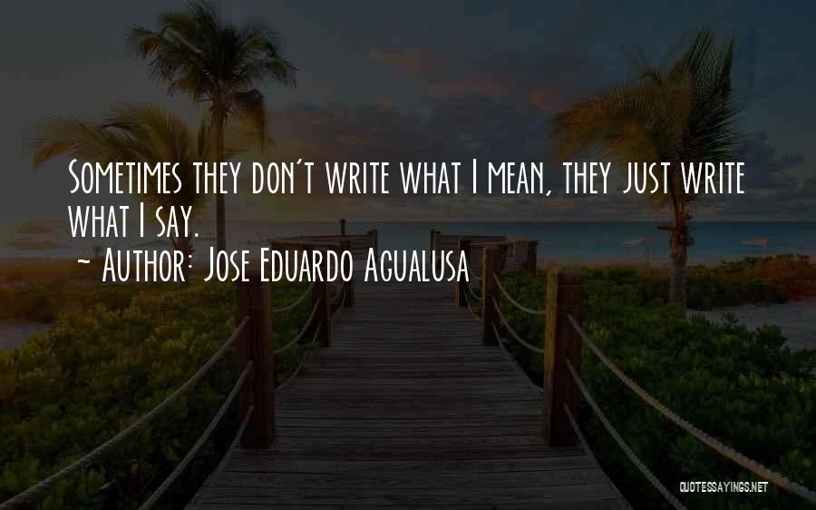 Jose Eduardo Agualusa Quotes: Sometimes They Don't Write What I Mean, They Just Write What I Say.