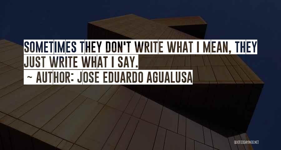 Jose Eduardo Agualusa Quotes: Sometimes They Don't Write What I Mean, They Just Write What I Say.