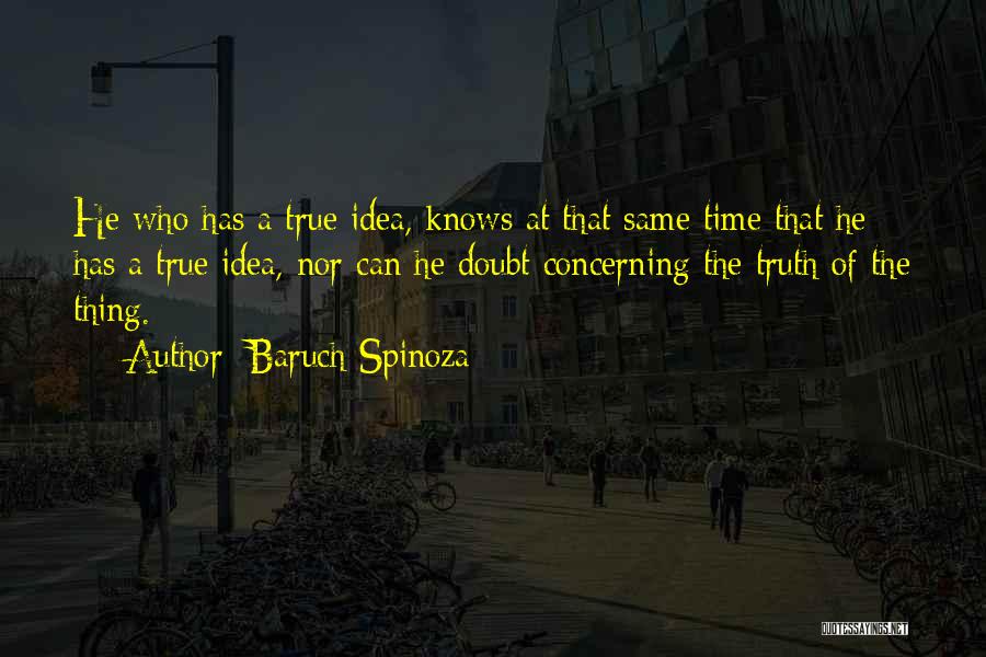 Baruch Spinoza Quotes: He Who Has A True Idea, Knows At That Same Time That He Has A True Idea, Nor Can He