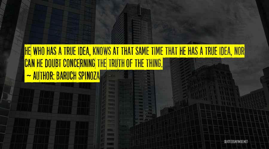 Baruch Spinoza Quotes: He Who Has A True Idea, Knows At That Same Time That He Has A True Idea, Nor Can He