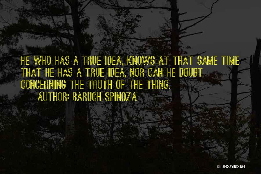 Baruch Spinoza Quotes: He Who Has A True Idea, Knows At That Same Time That He Has A True Idea, Nor Can He