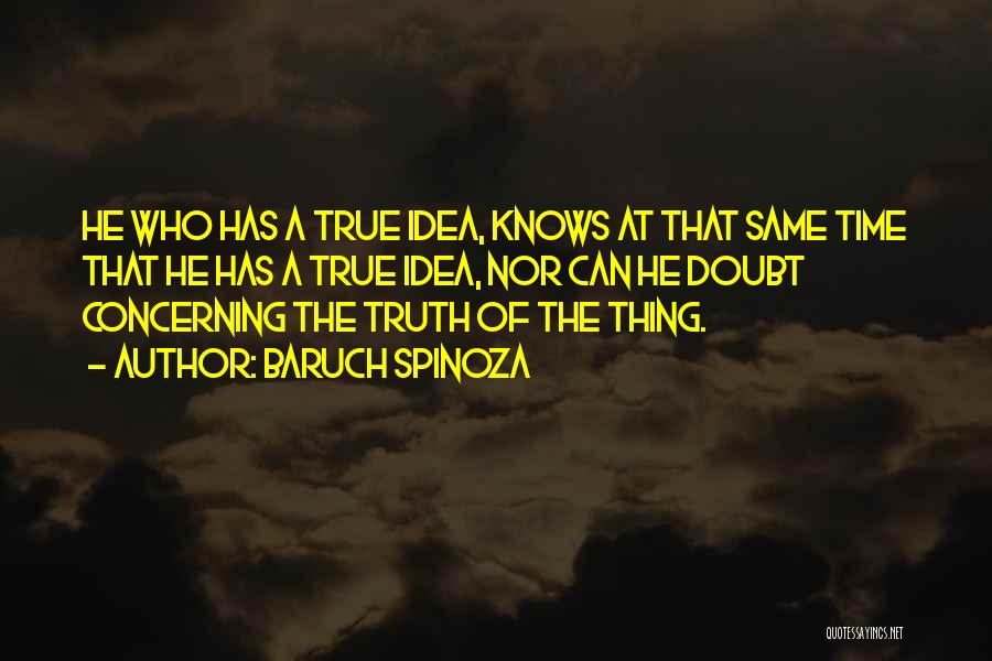 Baruch Spinoza Quotes: He Who Has A True Idea, Knows At That Same Time That He Has A True Idea, Nor Can He