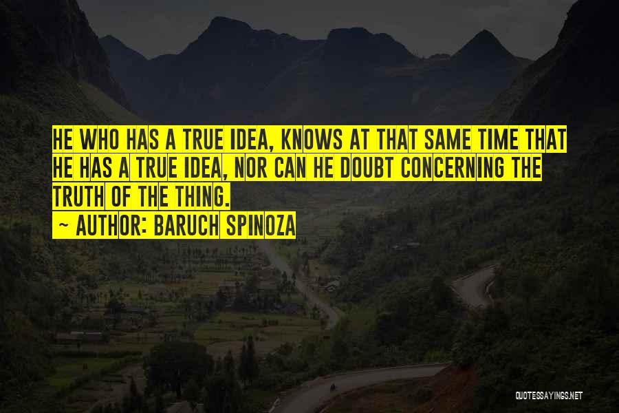 Baruch Spinoza Quotes: He Who Has A True Idea, Knows At That Same Time That He Has A True Idea, Nor Can He