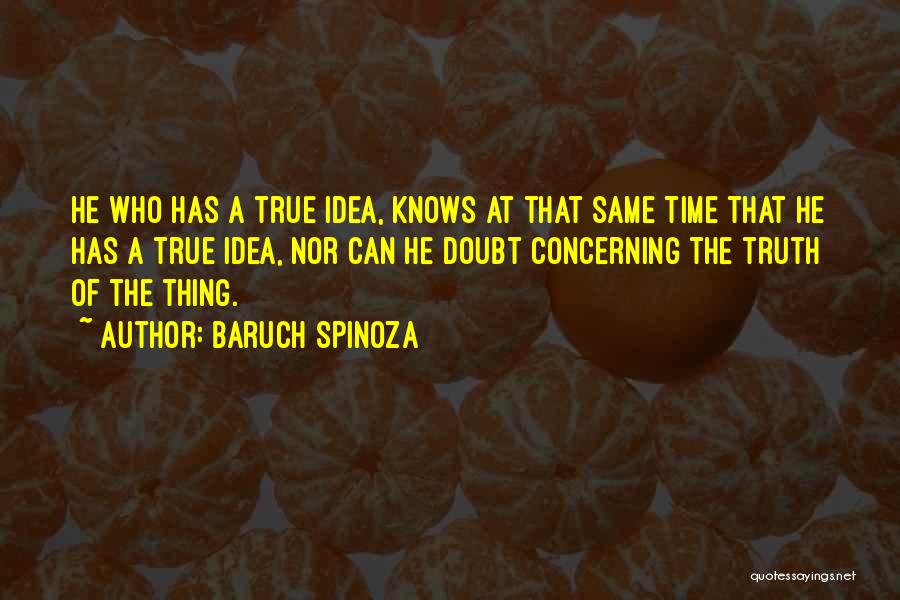 Baruch Spinoza Quotes: He Who Has A True Idea, Knows At That Same Time That He Has A True Idea, Nor Can He