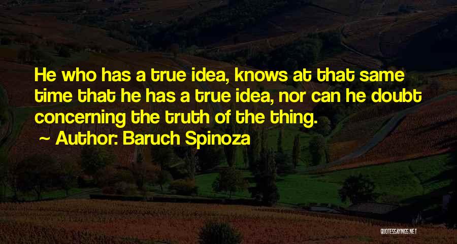 Baruch Spinoza Quotes: He Who Has A True Idea, Knows At That Same Time That He Has A True Idea, Nor Can He