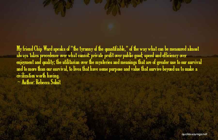 Rebecca Solnit Quotes: My Friend Chip Ward Speaks Of The Tyranny Of The Quantifiable, Of The Way What Can Be Measured Almost Always