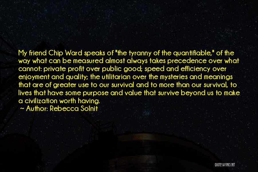 Rebecca Solnit Quotes: My Friend Chip Ward Speaks Of The Tyranny Of The Quantifiable, Of The Way What Can Be Measured Almost Always