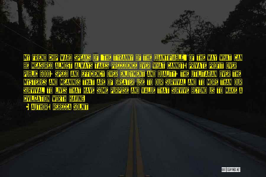Rebecca Solnit Quotes: My Friend Chip Ward Speaks Of The Tyranny Of The Quantifiable, Of The Way What Can Be Measured Almost Always