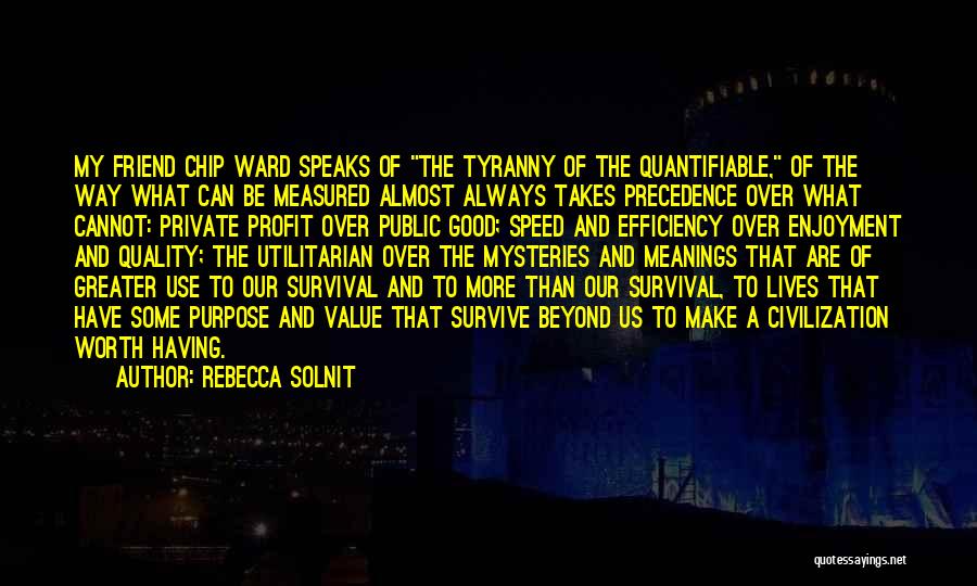 Rebecca Solnit Quotes: My Friend Chip Ward Speaks Of The Tyranny Of The Quantifiable, Of The Way What Can Be Measured Almost Always