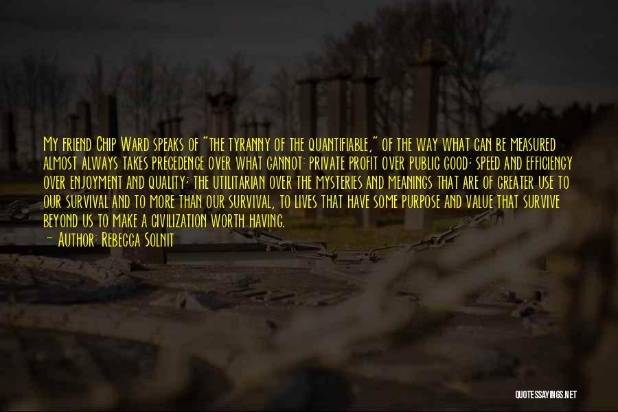 Rebecca Solnit Quotes: My Friend Chip Ward Speaks Of The Tyranny Of The Quantifiable, Of The Way What Can Be Measured Almost Always