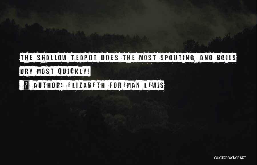 Elizabeth Foreman Lewis Quotes: The Shallow Teapot Does The Most Spouting, And Boils Dry Most Quickly!