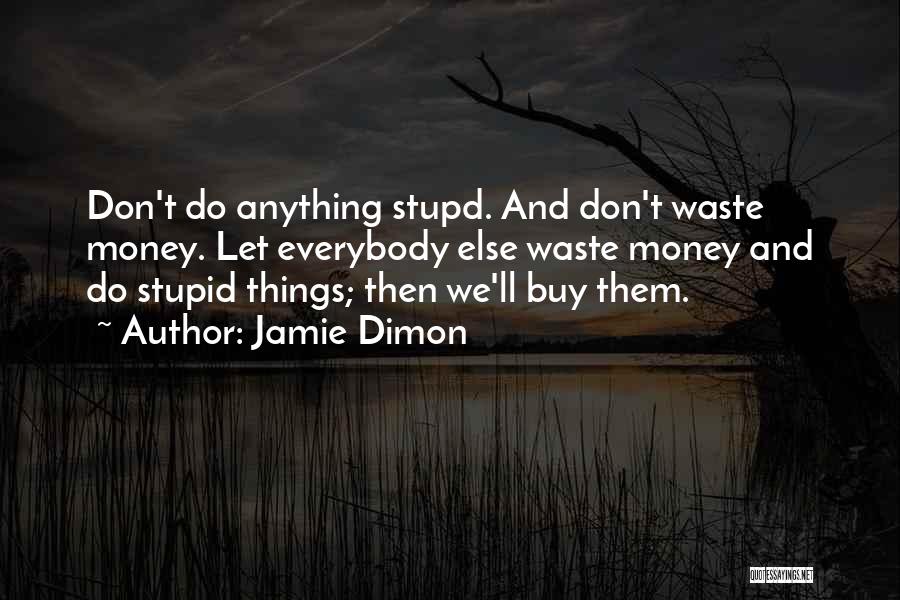 Jamie Dimon Quotes: Don't Do Anything Stupd. And Don't Waste Money. Let Everybody Else Waste Money And Do Stupid Things; Then We'll Buy