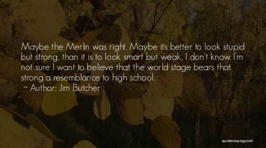 Jim Butcher Quotes: Maybe The Merlin Was Right. Maybe Its Better To Look Stupid But Strong, Than It Is To Look Smart But