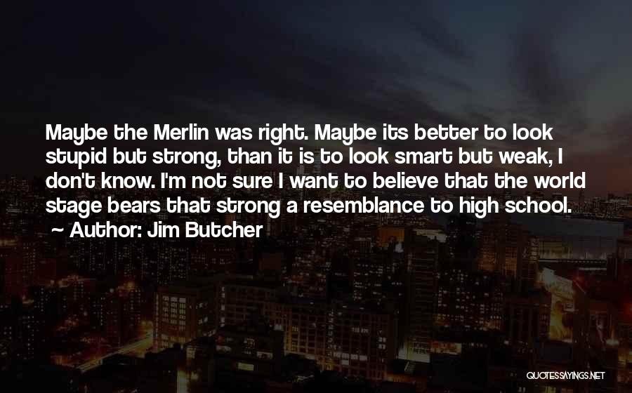 Jim Butcher Quotes: Maybe The Merlin Was Right. Maybe Its Better To Look Stupid But Strong, Than It Is To Look Smart But