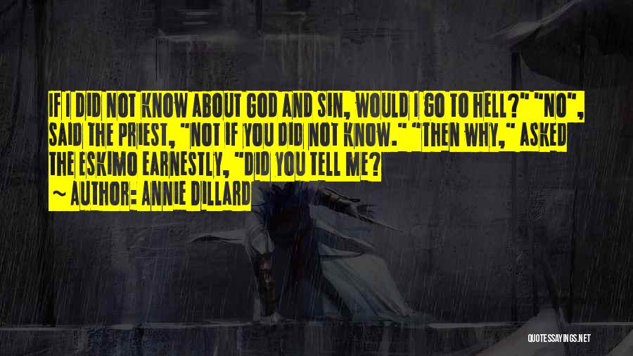 Annie Dillard Quotes: If I Did Not Know About God And Sin, Would I Go To Hell? No, Said The Priest, Not If