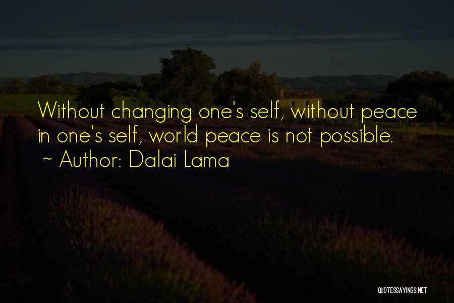 Dalai Lama Quotes: Without Changing One's Self, Without Peace In One's Self, World Peace Is Not Possible.