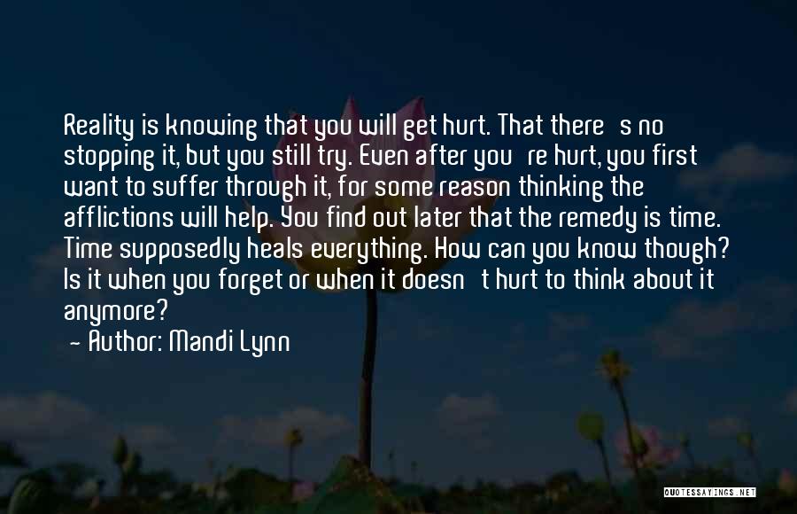 Mandi Lynn Quotes: Reality Is Knowing That You Will Get Hurt. That There's No Stopping It, But You Still Try. Even After You're