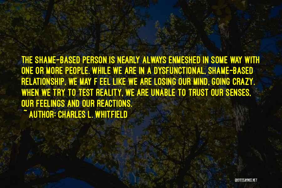 Charles L. Whitfield Quotes: The Shame-based Person Is Nearly Always Enmeshed In Some Way With One Or More People. While We Are In A