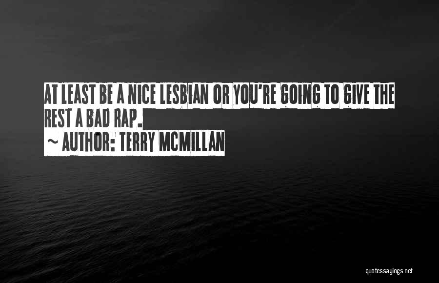 Terry McMillan Quotes: At Least Be A Nice Lesbian Or You're Going To Give The Rest A Bad Rap.
